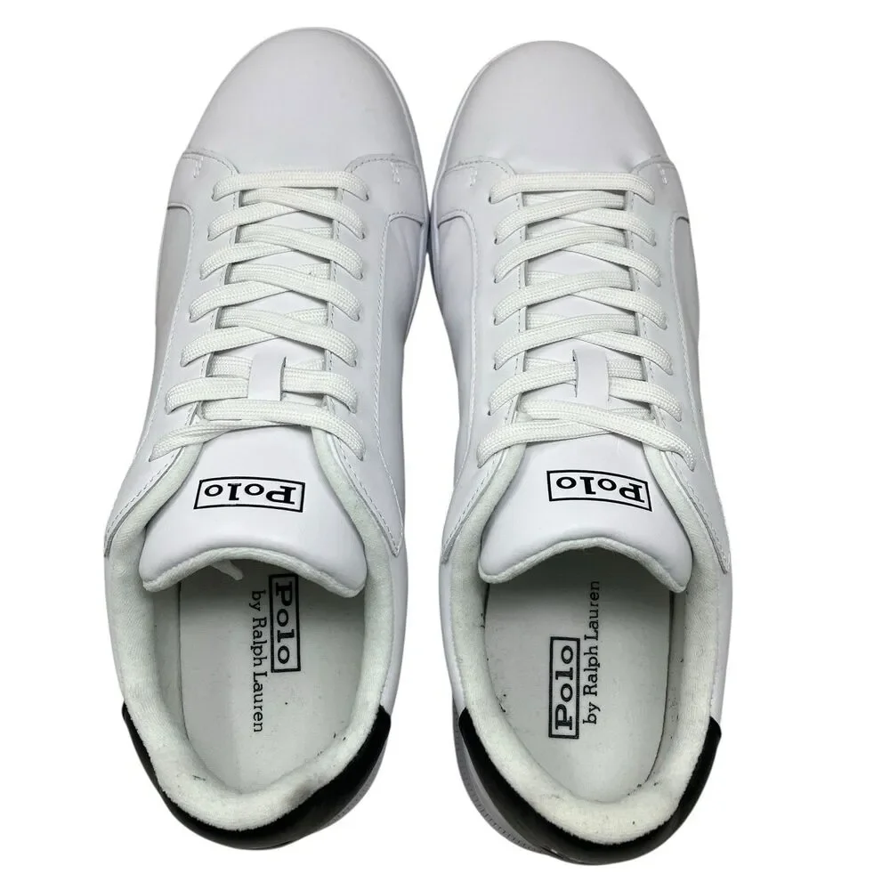 Ralph Lauren‎ Sneakers Mens 13 D White Nappa Leather Heritage Court Black Pony